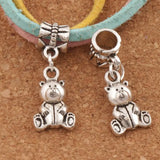 20pcs Bear Charm Beads Dangle for European Bracelets DIY B070