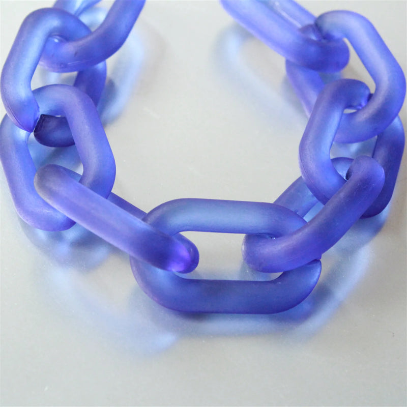 20pcs Matte Sapphire Oval Acrylic Chain Links, 40mmx25mm