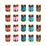 20pcs/Box Alloy Enamel Flower Bead Caps 11x8mm DIY Jewelry Making