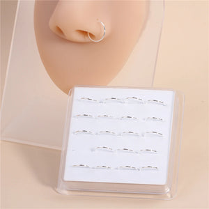 20pcs Boxed Nose Rings Hoops Body Piercing Jewelry for Single Piercing
