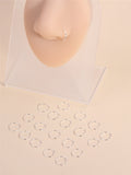20pcs Boxed Nose Rings Hoops Body Piercing Jewelry for Single Piercing