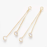 20pcs Brass Box Chain Tassel Pendants with Cubic Zirconia 47mm