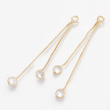 20pcs Brass Box Chain Tassel Pendants with Cubic Zirconia 47mm