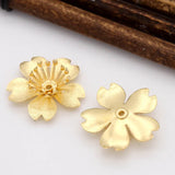 20pcs Brass 5 Petals Flower Charms Beads Caps Cushion Base DIY Jewelry Silver