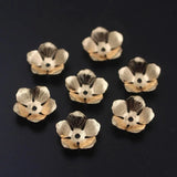 20pcs Brass 5 Petals Flower Charms Beads Caps Cushion Base DIY Jewelry Silver
