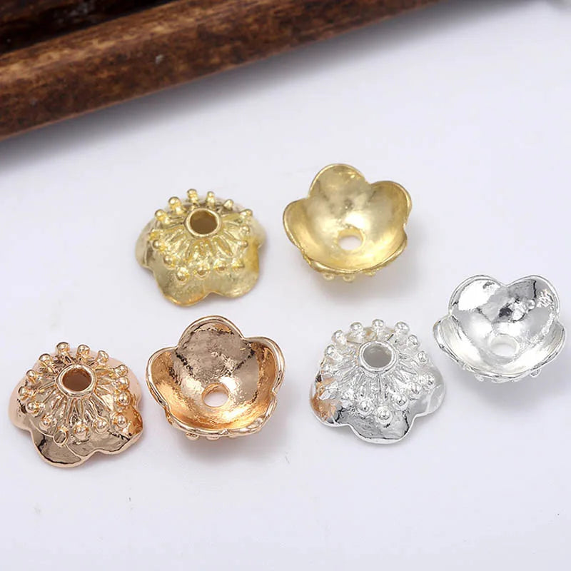 20pcs Brass Flower Spacer Beads Caps for DIY Jewelry Making