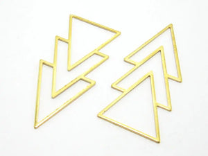 20pcs Triple Triangle Earring Charms, Geometric Brass Findings, 46x21mm