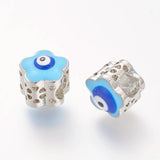 20pcs Brass Enamel European Beads Evil Eye Light Sky DIY Jewelry