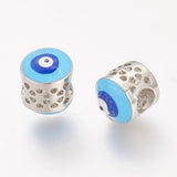 20pcs Brass Enamel European Beads Evil Eye Light Sky DIY Jewelry