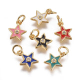 20pcs Brass Enamel Pendants Eye Star Moon Heart Micro Pave for DIY Decor