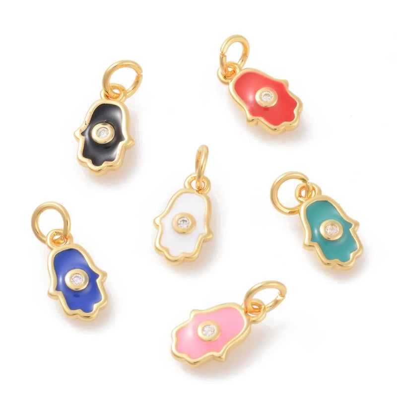 20pcs Brass Enamel Pendants Eye Star Moon Heart Micro Pave for DIY Decor