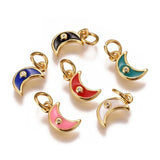 20pcs Brass Enamel Pendants Eye Star Moon Heart Micro Pave for DIY Decor