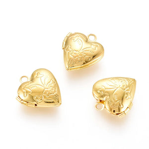 20pcs Brass Heart Locket Charm Pendants for DIY Jewelry Making