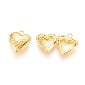 20pcs Brass Heart Locket Charm Pendants for DIY Jewelry Making