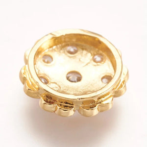 20pcs Brass Flower Cabochons Golden Micro Pave CZ 13x4.5mm