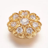 20pcs Brass Flower Cabochons Golden Micro Pave CZ 13x4.5mm