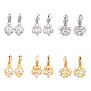 20pcs Brass Micro Pave CZ Ice Pick Bails Clasp for DIY Earrings Jewelry