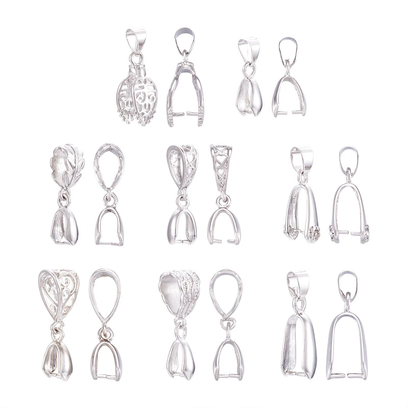 20pcs Brass Micro Pave CZ Ice Pick Pinch Bails Platinum for Earring Necklace