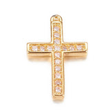 20pcs Brass CZ Latin Cross Charms Pendants 15x10x2mm