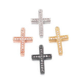 20pcs Brass CZ Latin Cross Charms Pendants 15x10x2mm