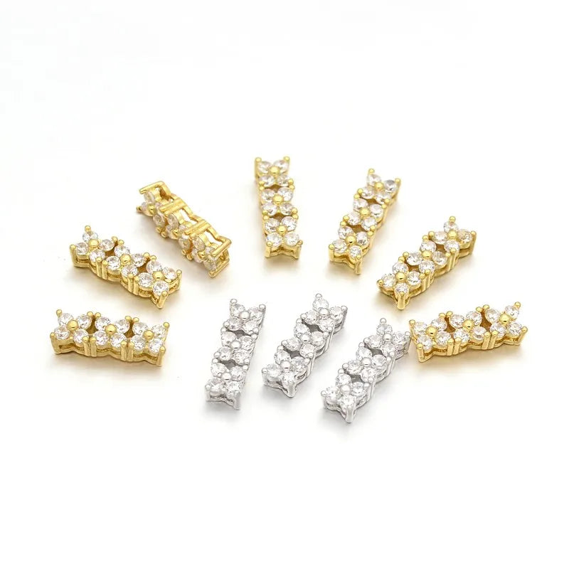 20pcs Brass Micro Pave CZ Rectangle Pendants Multi-Strand Links