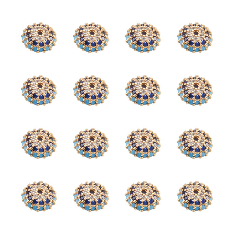 20pcs Brass CZ Glass Bead Caps 8.5x3mm DIY Jewelry Making Accessories