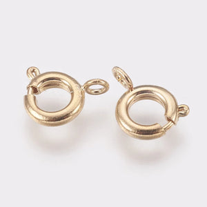 20pcs Brass Spring Ring Clasps DIY Jewelry Fastener Hook Nickel Real 18K Plated