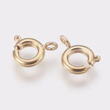 20pcs Brass Spring Ring Clasps DIY Jewelry Fastener Hook Nickel Real 18K Plated