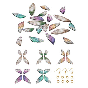 20pcs Butterfly Wing Charms Gradient Resin Pendant DIY Earring Making Kit
