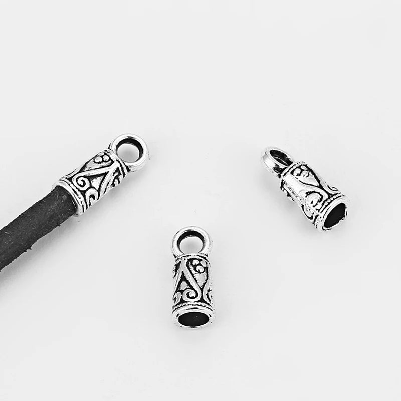 20pcs Carved Pattern End Cap Bead 3.5mm Fit Round Leather Cord Bracelet Making