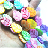 20pcs Colorful Shell Leaf Beads 15x20mm for Bracelets Making