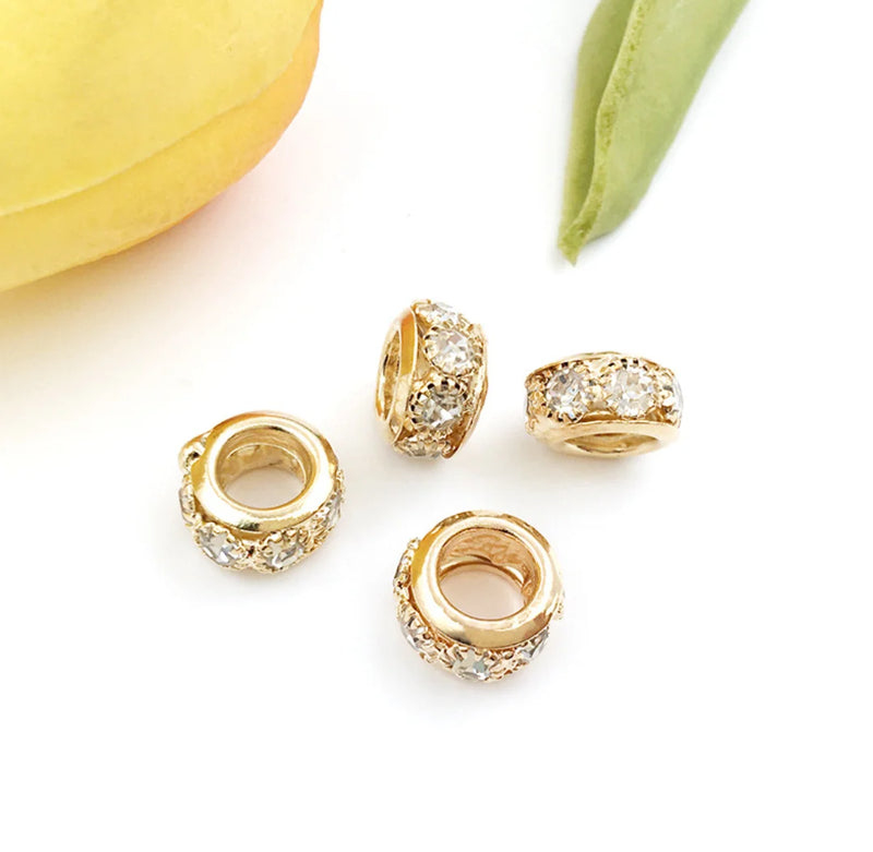 20pcs Rhinestone Alloy Charm Beads for Bracelets Necklaces DIY Jewelry Making