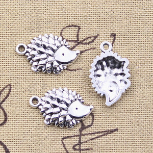 20pcs Hedgehog Charms Tibetan Jewelry DIY Crafts Findings Antique Silver