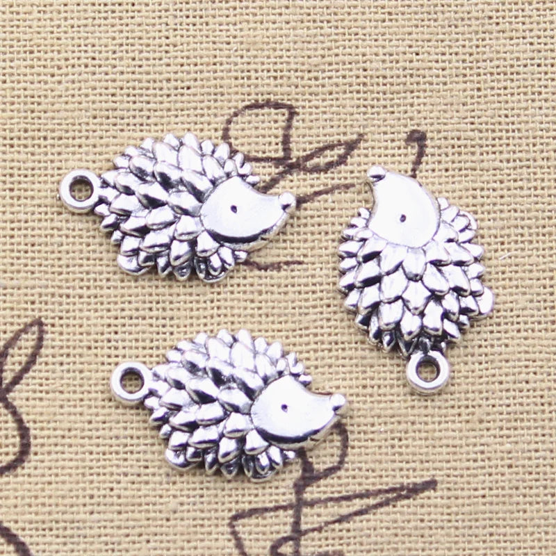 20pcs Hedgehog Charms Tibetan Jewelry DIY Crafts Findings Antique Silver
