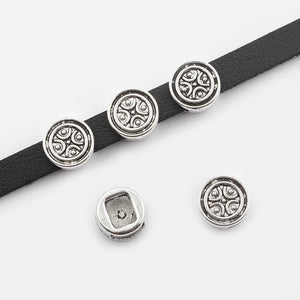 20pcs Charms Flat Slider Beads for 6mm Leather Cord Bracelet Making