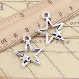 20pcs Double Star Charms Tibetan Pendants Antique Jewelry Making DIY Craft