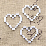 20pcs Mosaic Heart Charms 23x24mm Antique Silver Pendants DIY Crafts Findings