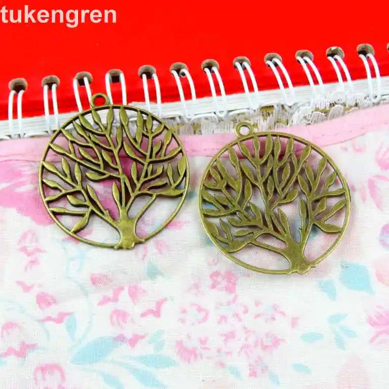 20pcs Round Tree Charms for Jewelry Making Findings