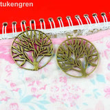 20pcs Round Tree Charms for Jewelry Making Findings