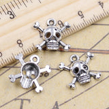 20pcs Skull Pirate Flag Charms 15x17mm Tibetan Silver Pendants DIY Craft Pendant