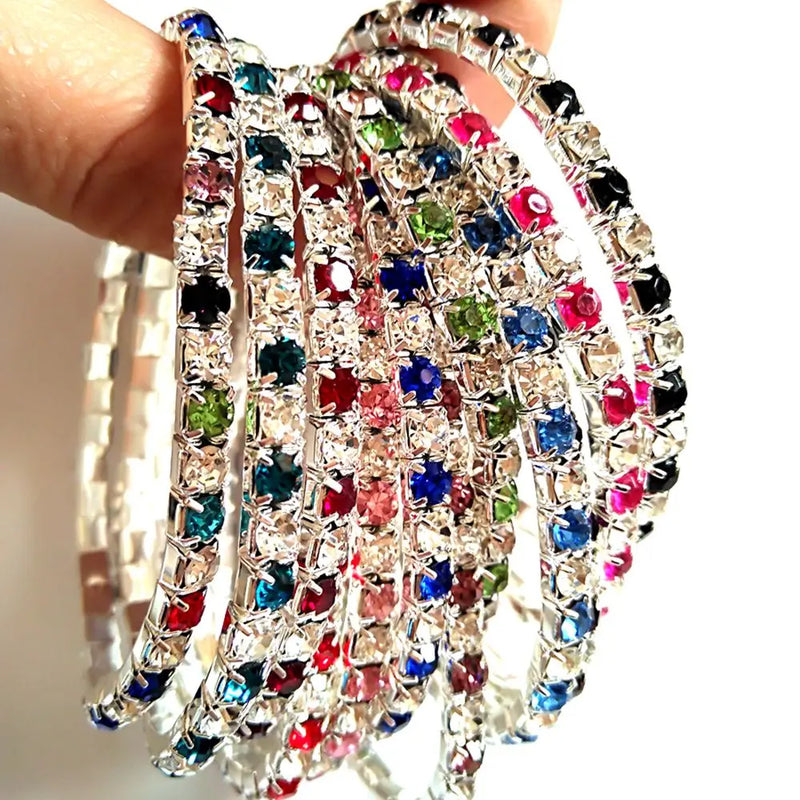 20pcs Kids Girls Elastic CZ Bracelets Friend Party Gift Zircon Wristbands
