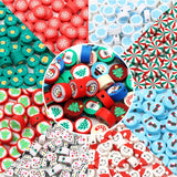 20pcs Christmas Clay Spacer Beads Round Snowman Snowflake Spacer Beads