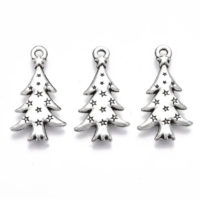 20pcs Christmas Alloy Snowman Tree Stockings Pendants for Jewelry Making