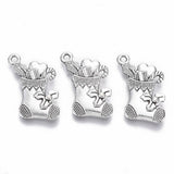 20pcs Christmas Alloy Snowman Tree Stockings Pendants for Jewelry Making