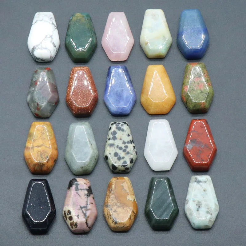 20pcs Natural Quartz Agate Crystal Coffin Statue Healing Stones