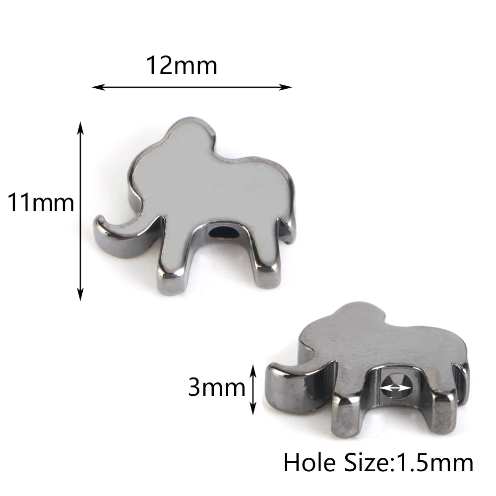 20pcs Colorful Copper Elephant Spacer Beads for DIY Jewelry Making Charms