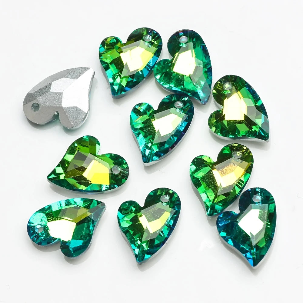 20pcs Colorful Crystal Charms Pendant Glass Heart Beads Earring Jewelry
