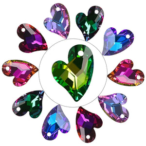 20pcs Colorful Crystal Charms Pendant Glass Heart Beads Earring Jewelry