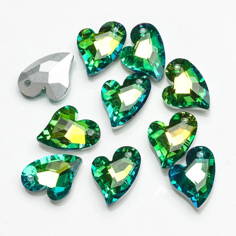 20pcs Colorful Crystal Charms Pendant Glass Heart Beads Earring Jewelry