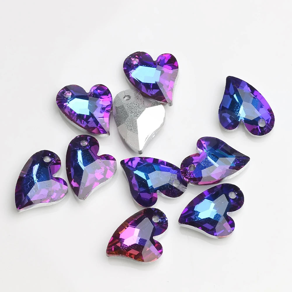 20pcs Colorful Crystal Charms Pendant Glass Heart Beads Earring Jewelry
